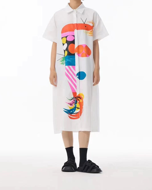 Funky Colourful Pattern Print Short Sleeves Dress