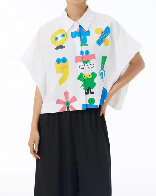 Funky Puctuation Print Shirt Available in Black and White