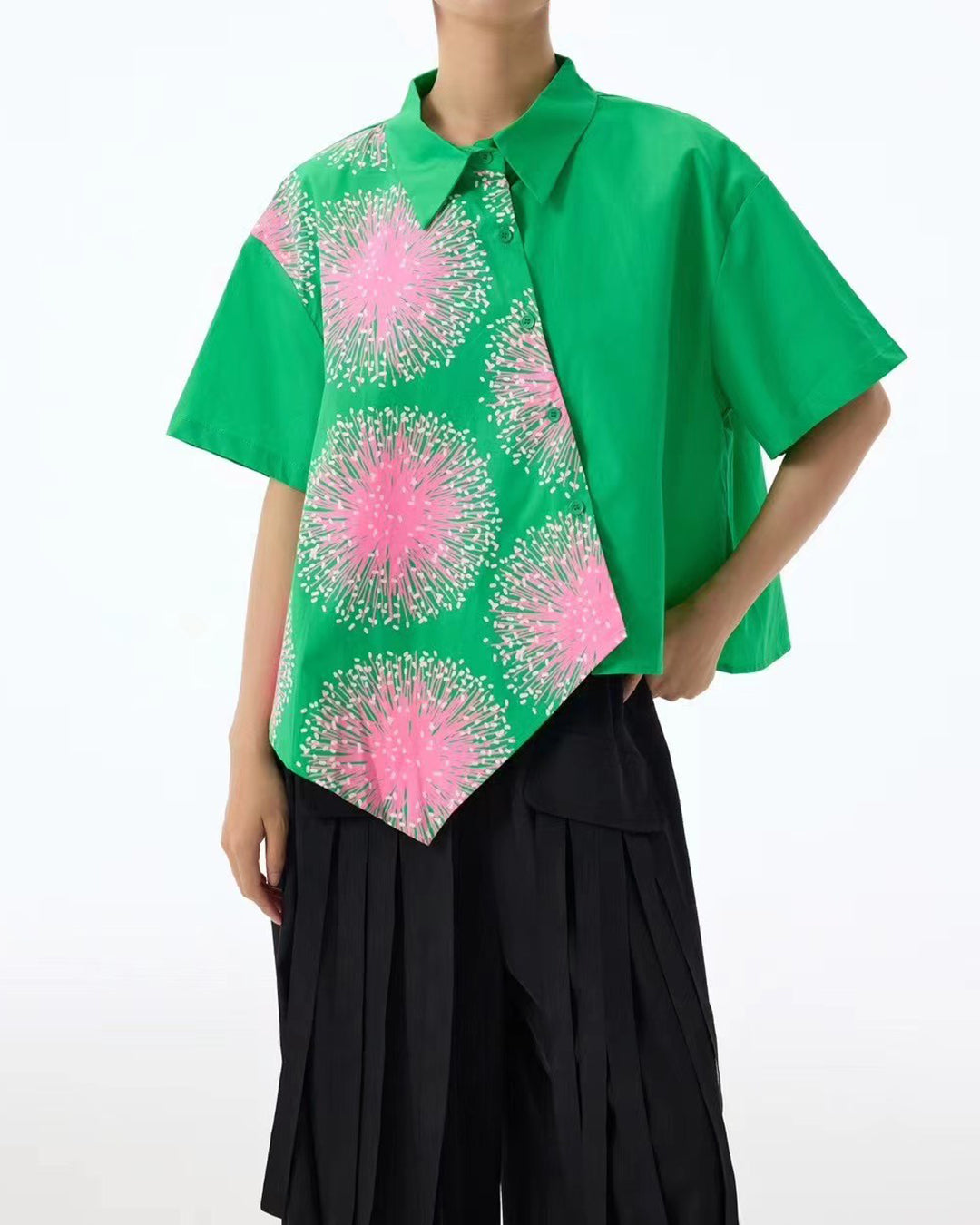 Fireworks Print Asymmetrical Shirt