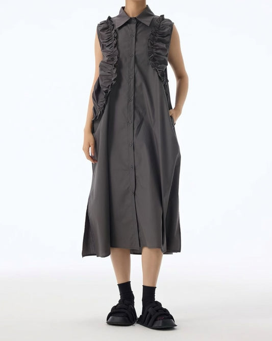 Pre-order Sculptural Vest Dress with Asymmetric Deco Details