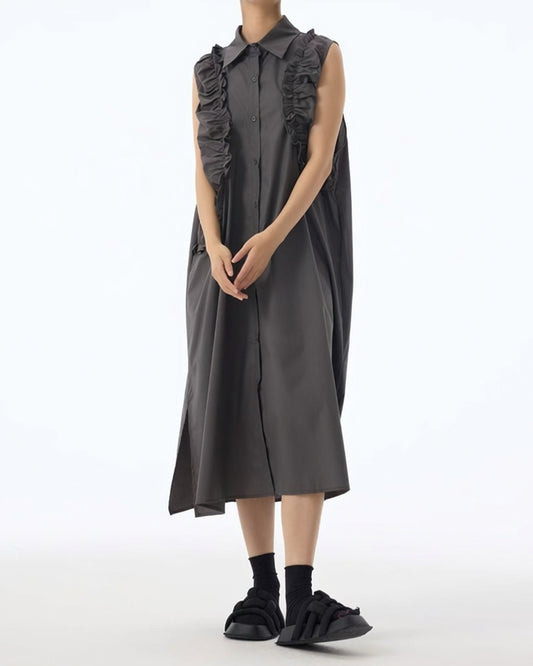 Pre-order Sculptural Vest Dress with Asymmetric Deco Details