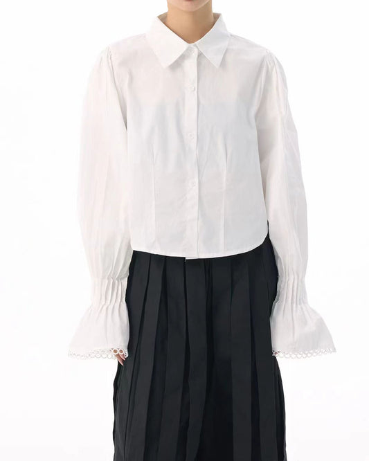 Bell-Sleeve Lace-Detail Blouse