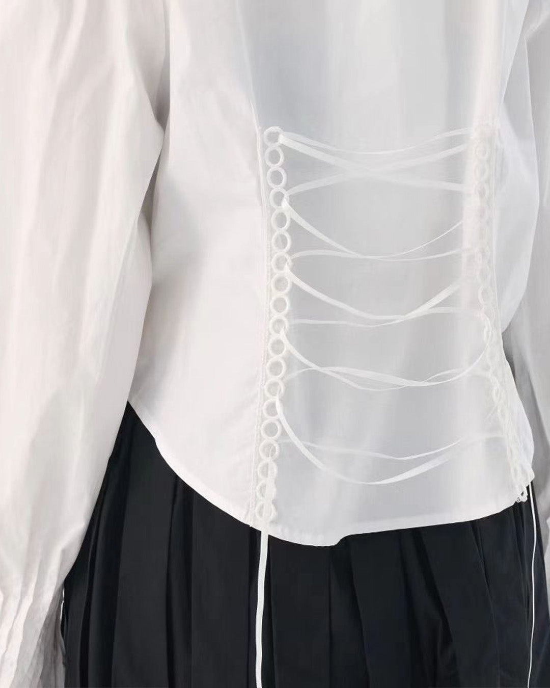 Bell-Sleeve Lace-Detail Blouse