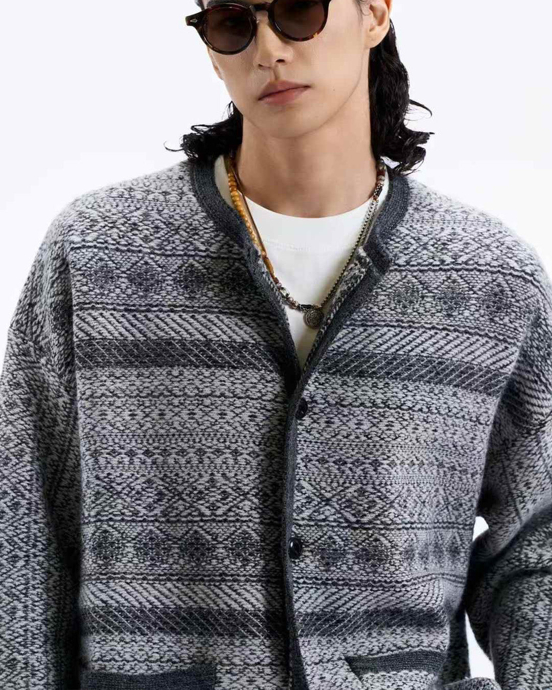 Vintage Pattern Knitted Cardigan