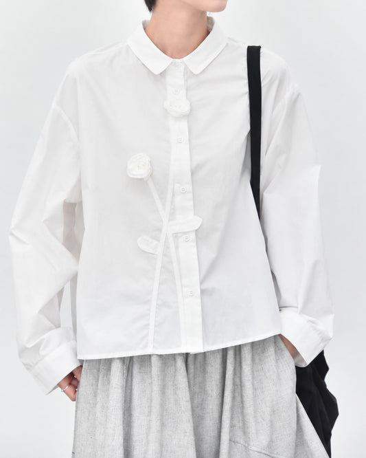 3D Handcrafted Flower Long-Sleeve Shirt