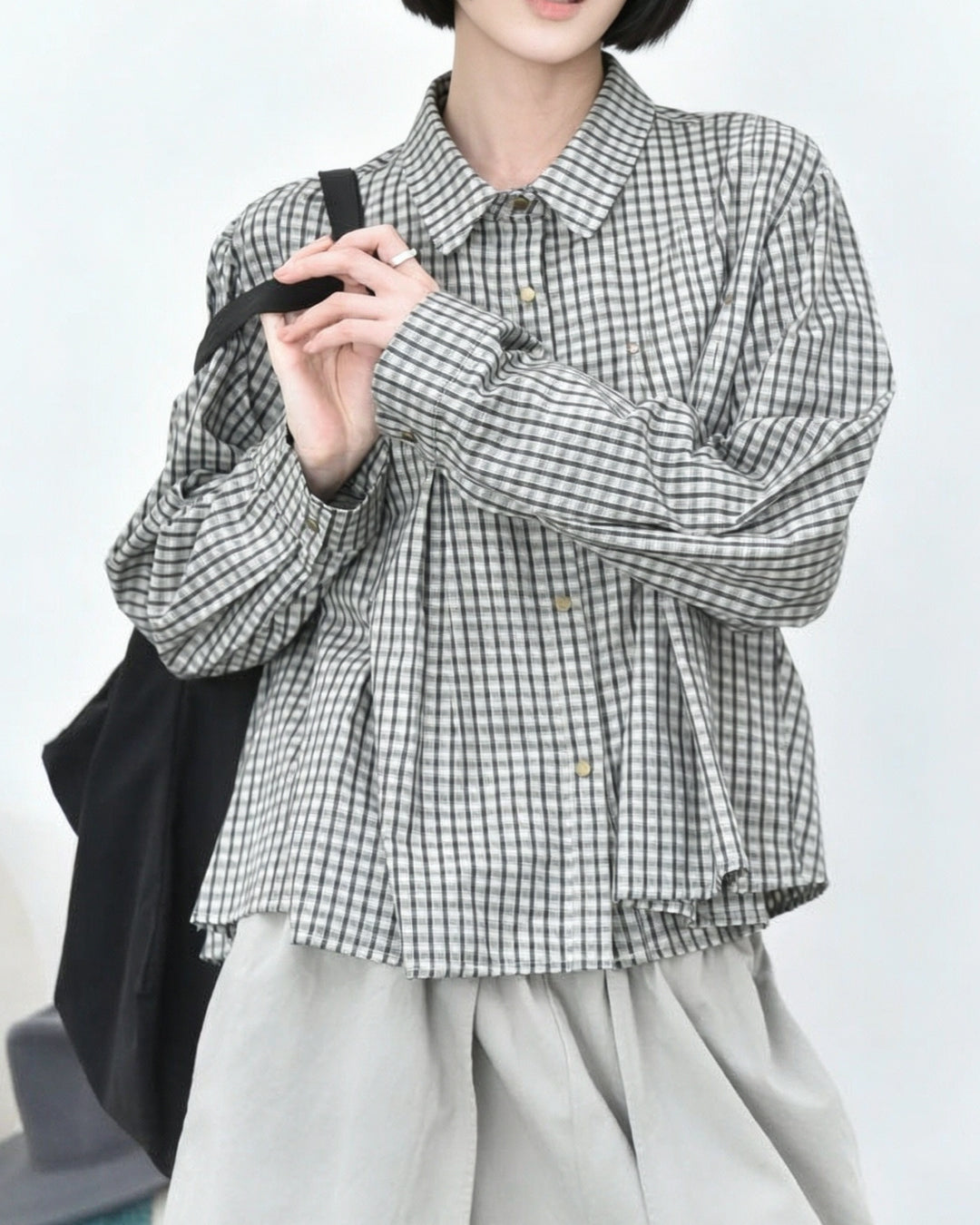 Stud-Embellished Plaid Shirt
