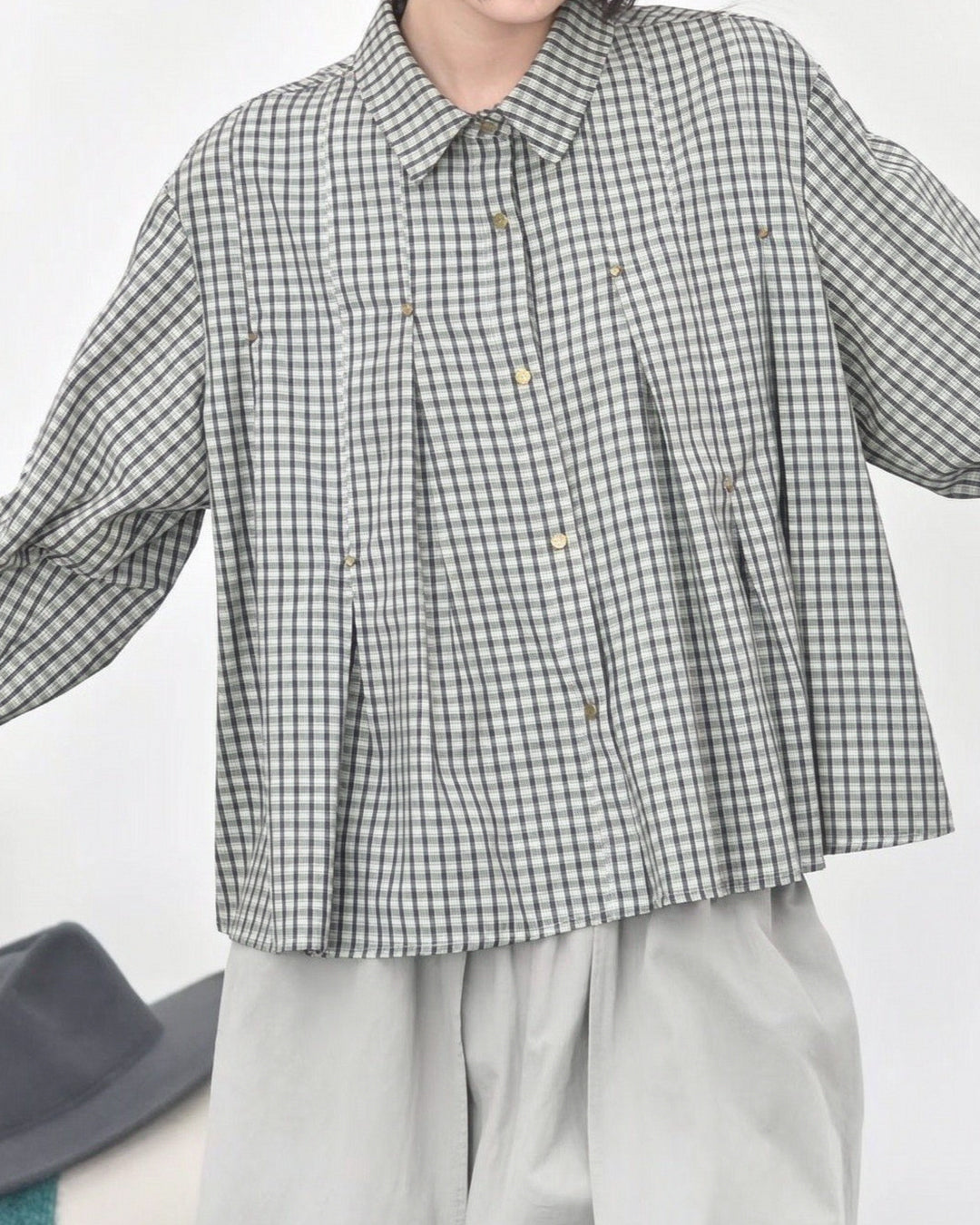 Stud-Embellished Plaid Shirt