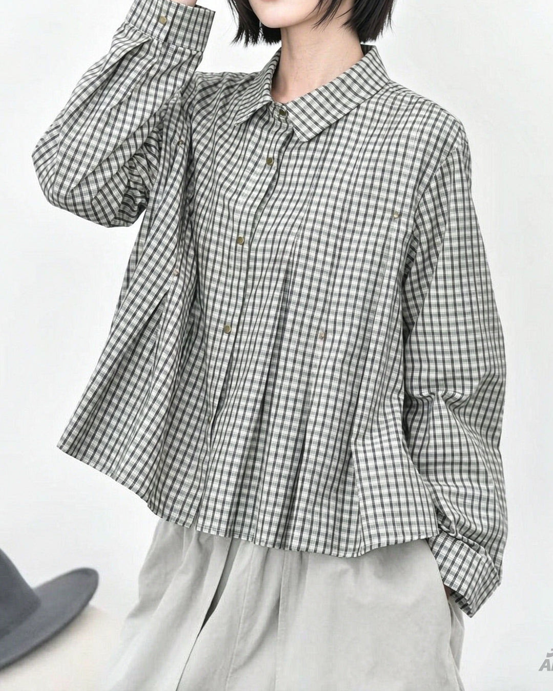 Stud-Embellished Plaid Shirt