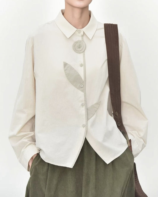 Pre-order Sculptural Floral Appliqué Shirt