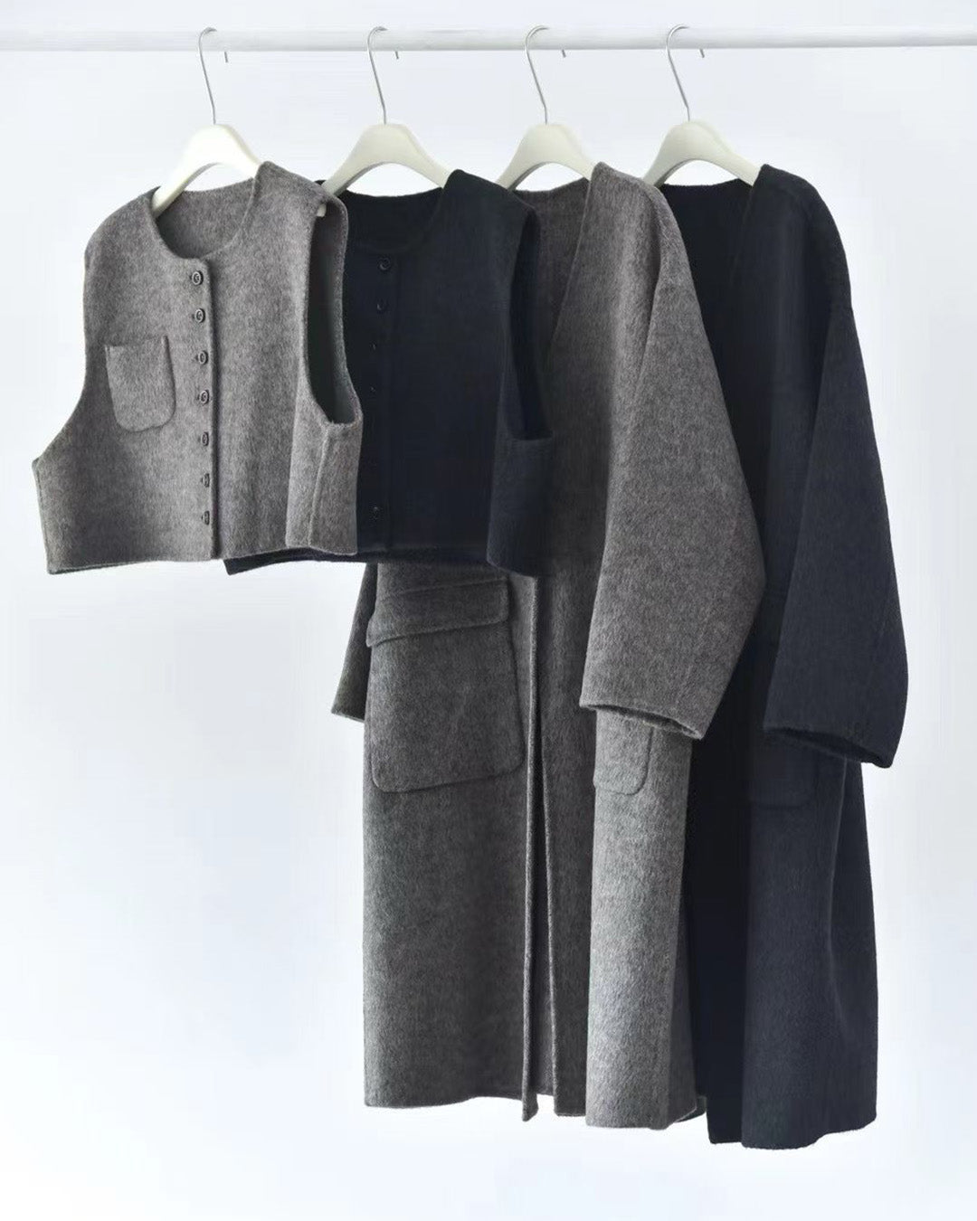 100% Double-Faced Wool Vest & Coat Set