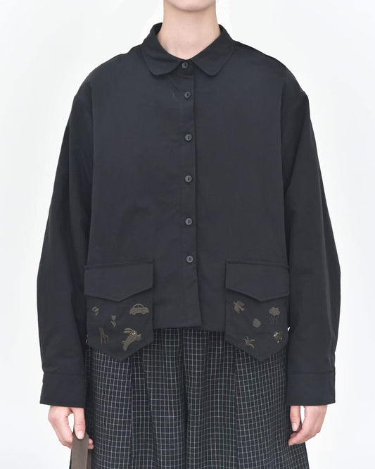 3D Embroidered Padded Jacket with Extended Pockets