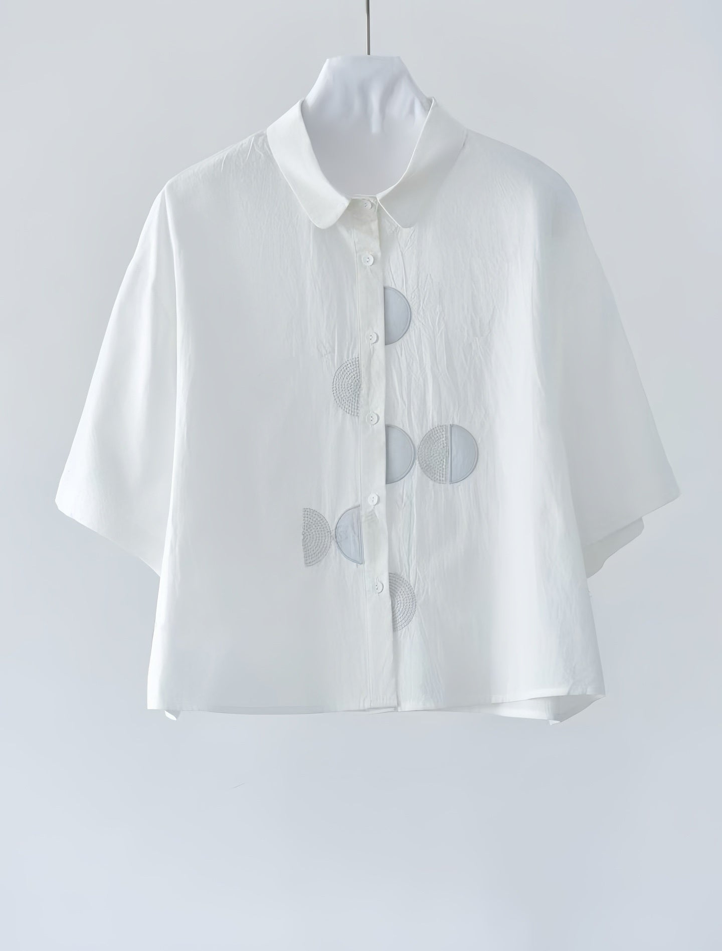 Mixed Half-Circles  Motif Embroidery Shirt