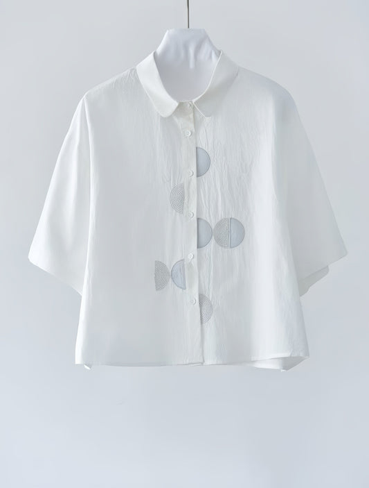 Mixed Half-Circles  Motif Embroidery Shirt
