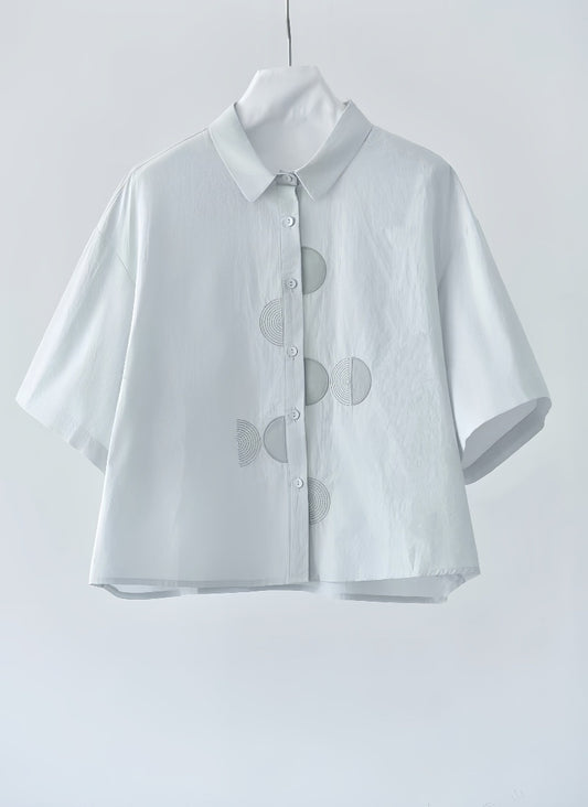 Mixed Half-Circles  Motif Embroidery Shirt