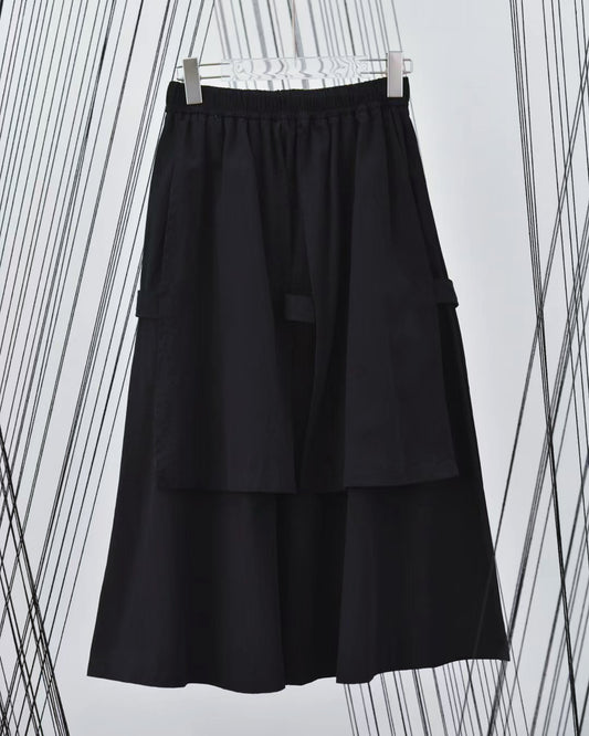 Faux Two-piece Midi Skirt with Decorative Strap Detail