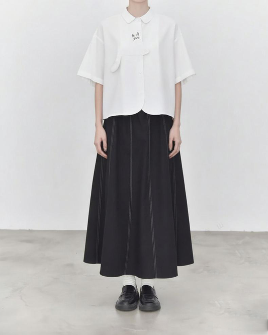 Cat Cloud Tail Short Sleeves Cotton Shirt