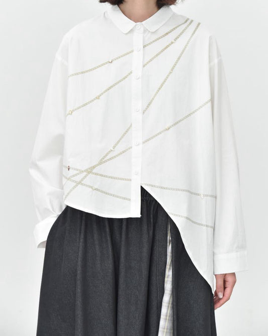 Chain Print Shirt with Stone Embellishments