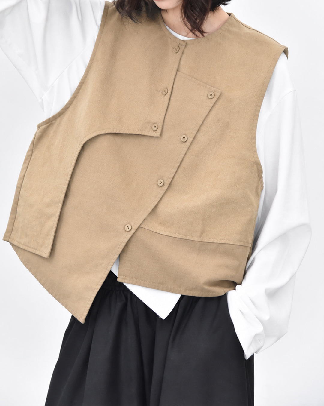 Asymmetric Panelled Tie-Dye Vest