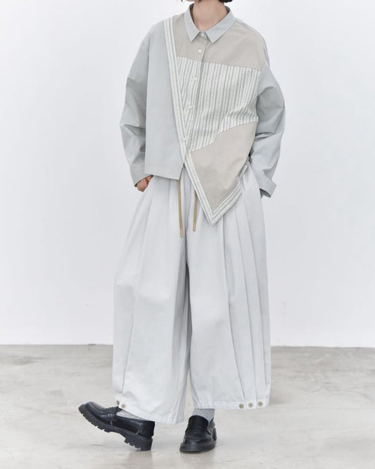 Pre-order Striped Patchwork Asymmetric Shirt