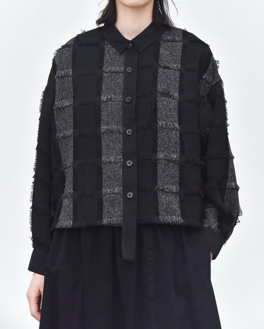 Fringed Check Panel Shirt