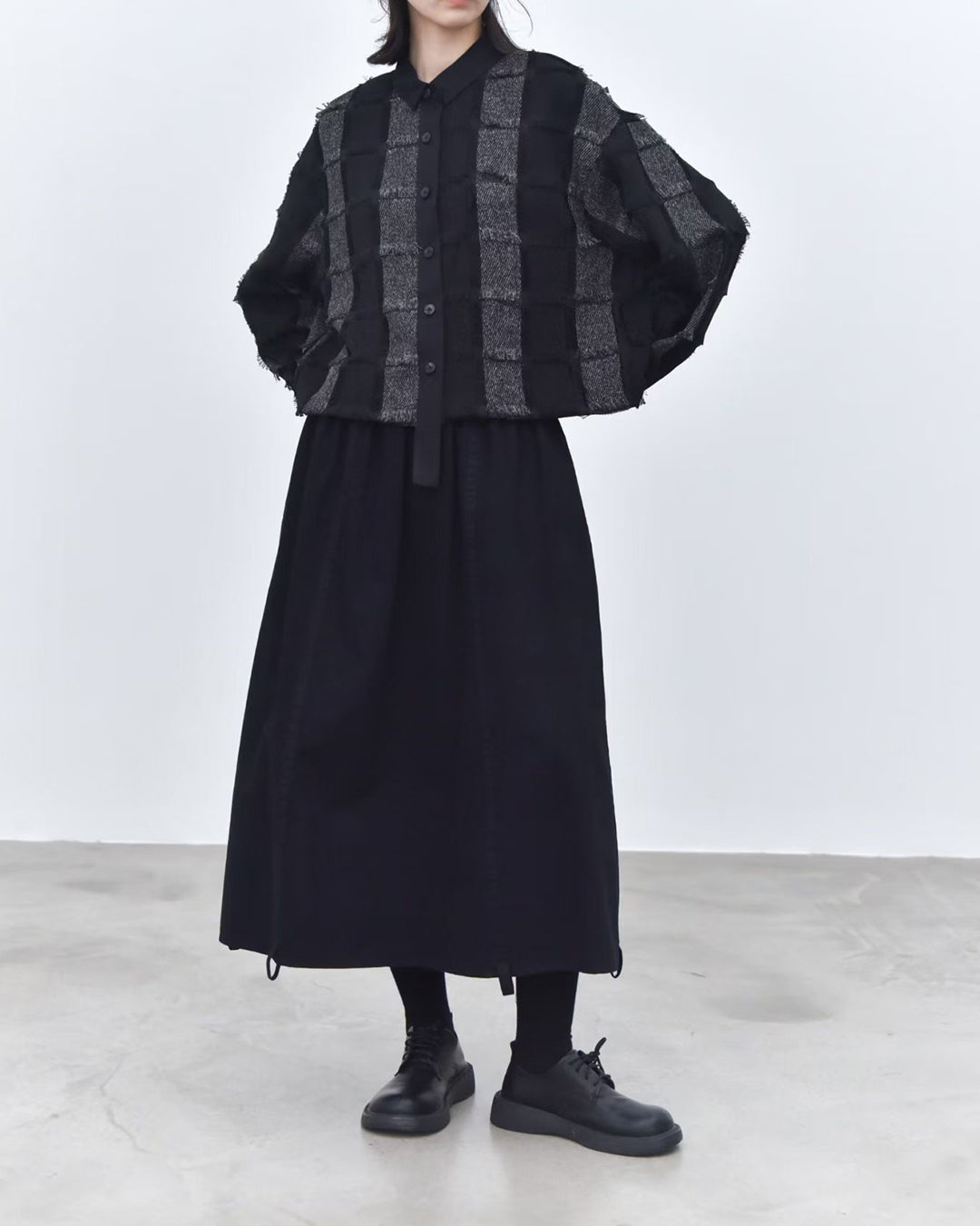 Fringed Check Panel Shirt