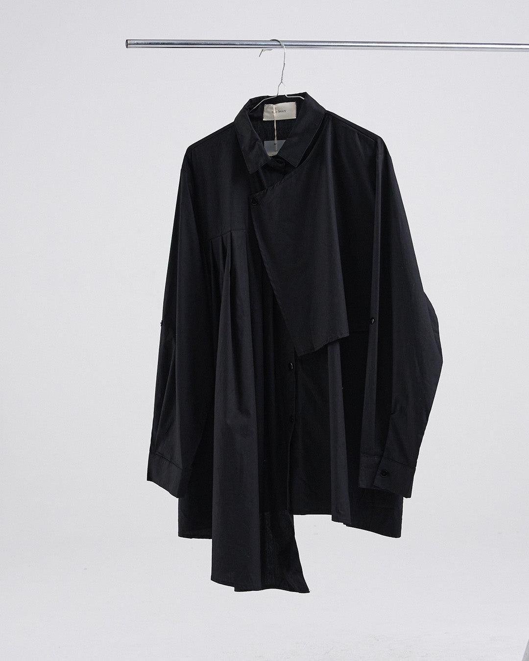 Asymmetric Long Sleeve Shirt with Draped Front Panel also available in Black