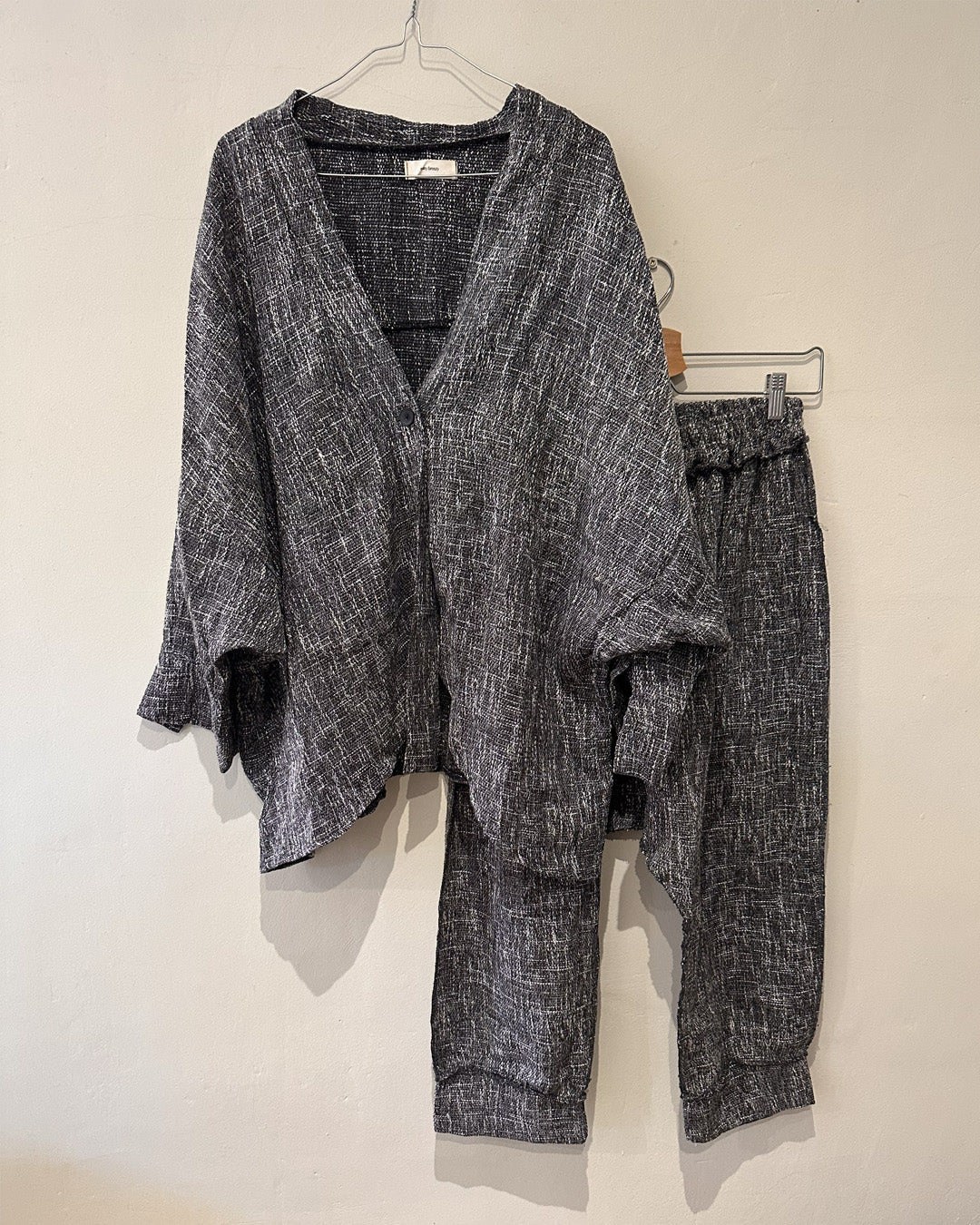 Inside-Out Cotton-Linen Drop-Crotch Pants with Tapered Cuffs and Patch Pockets