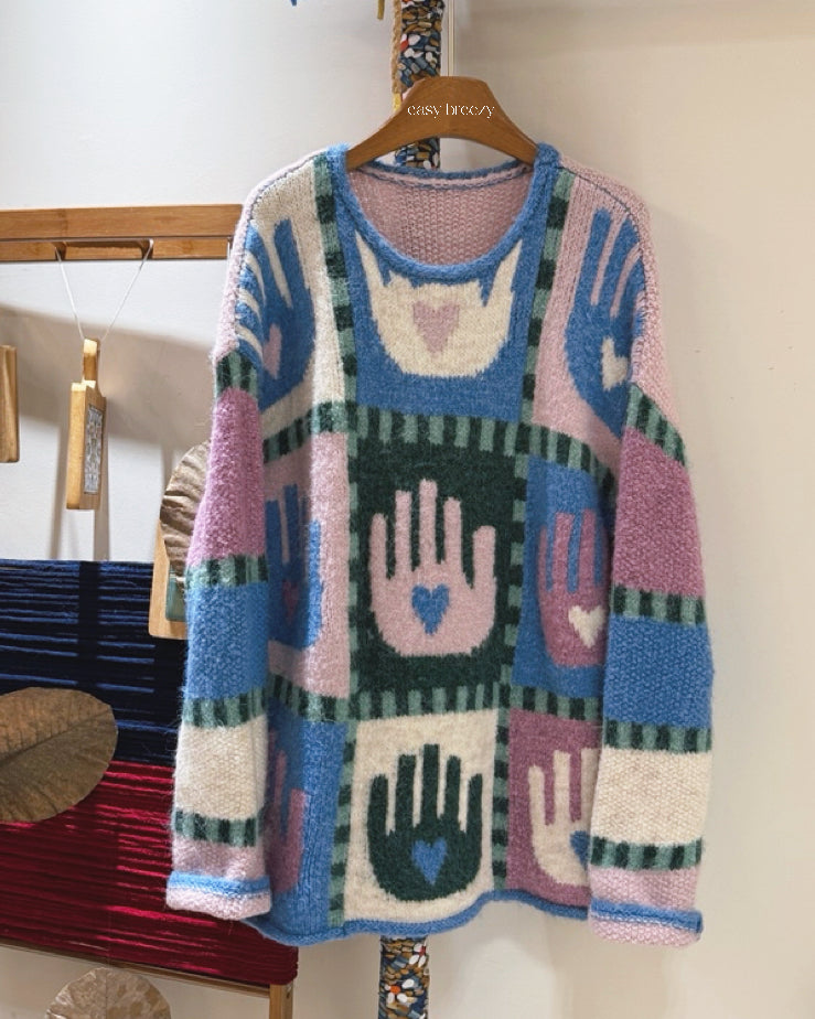 Contrast Palm Knit Oversize Jersey