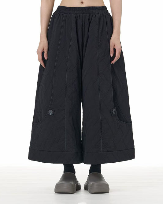 Button Detail Quilted Pants