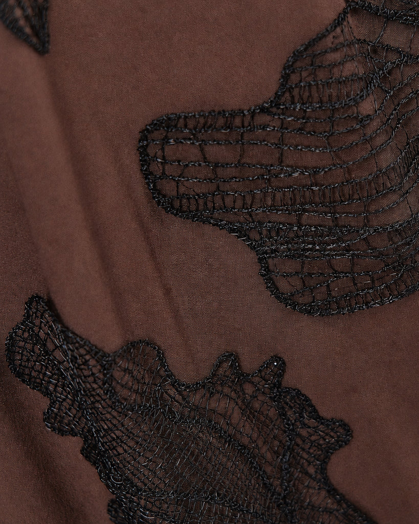 Hooded Jacket with Embroidered Lace Appliqué