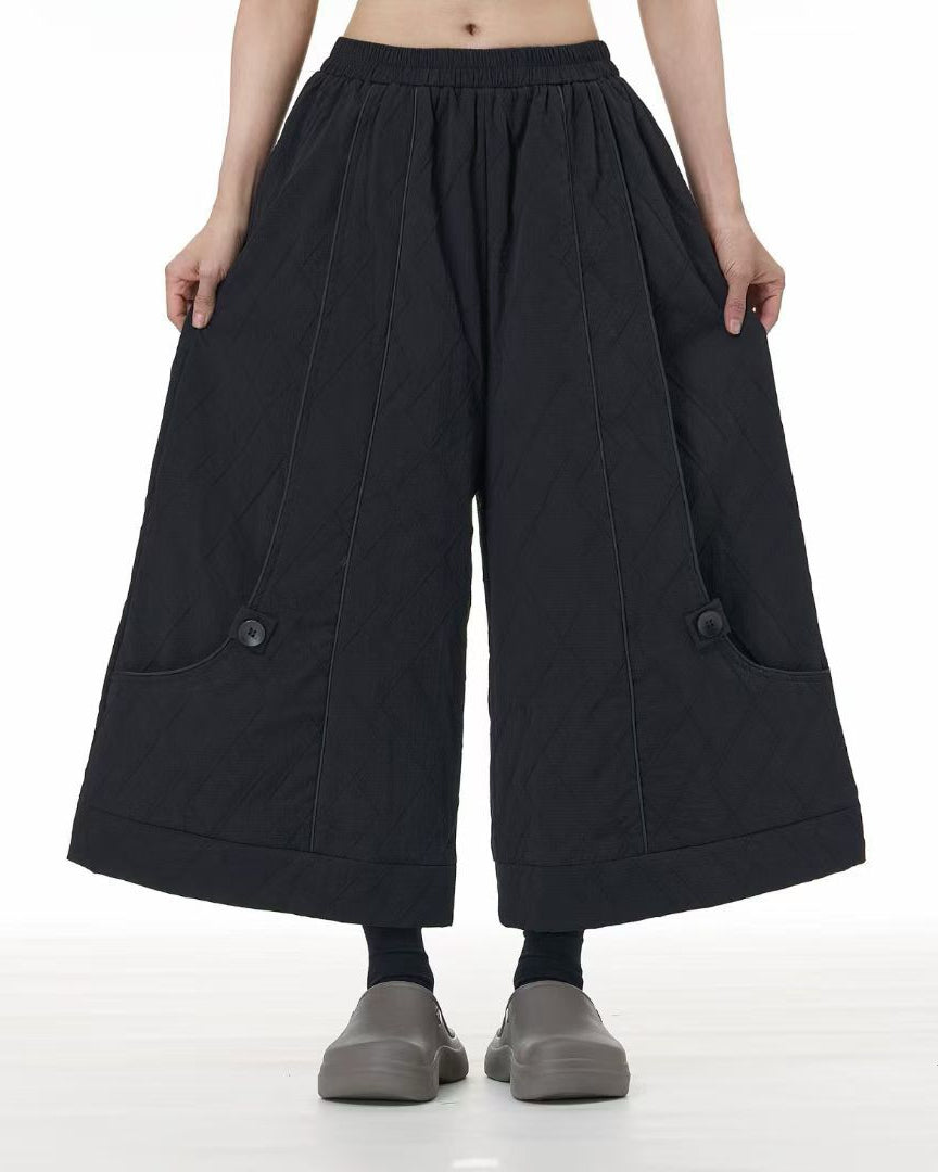 Button Detail Quilted Pants