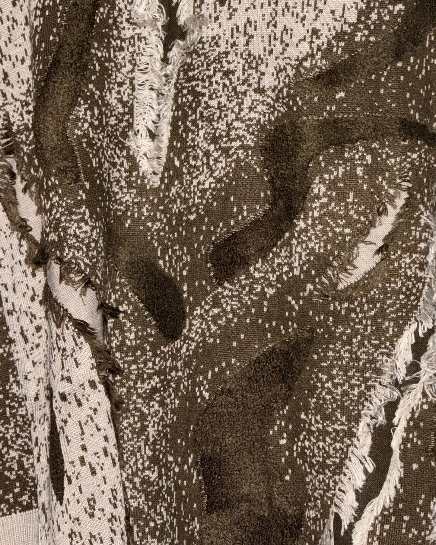 Wool-Cashmere Blend Artistic Jacquard Jersey with Distressed Detailing