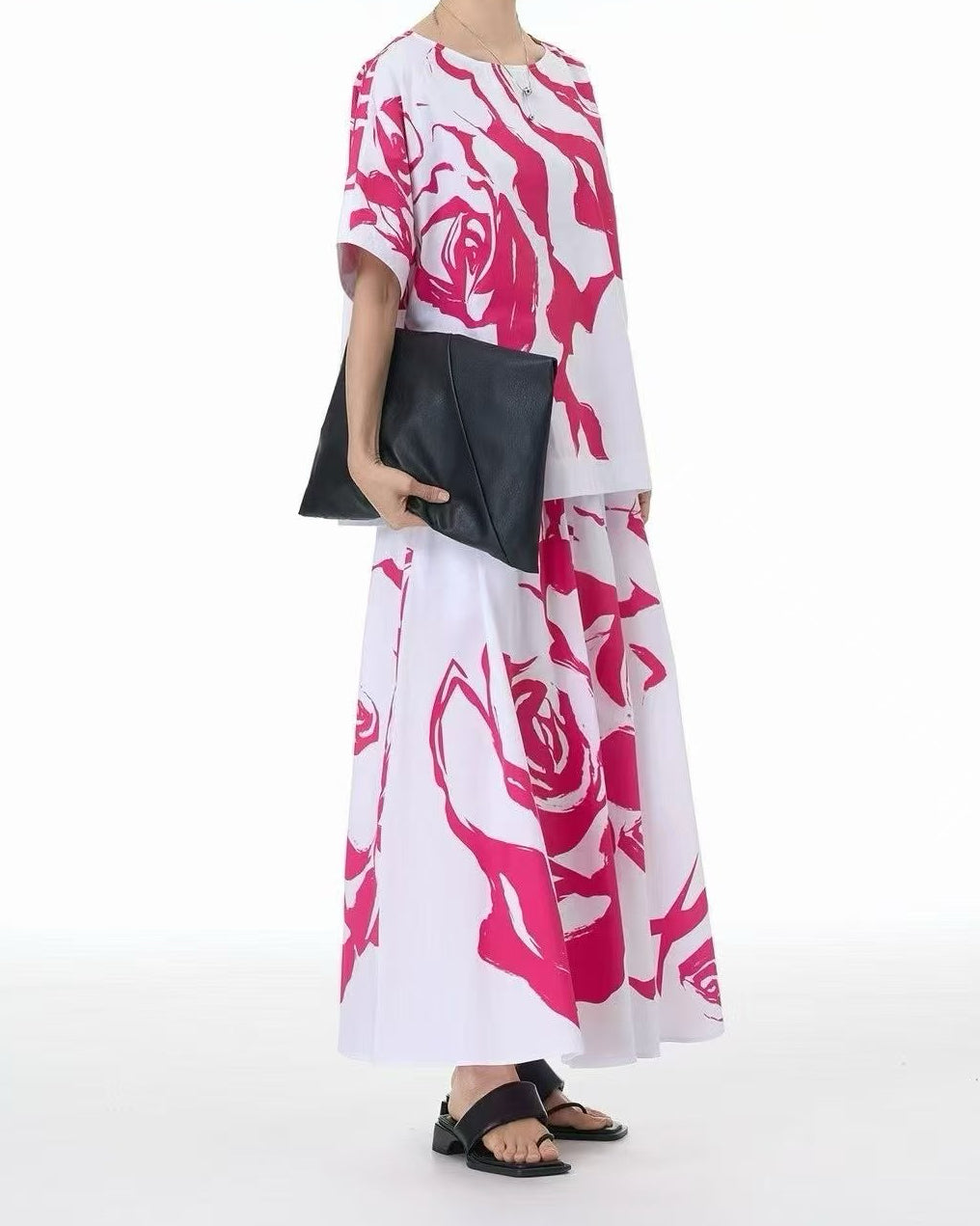 Abstract Flower Print Short Sleeves Cotton Shirt