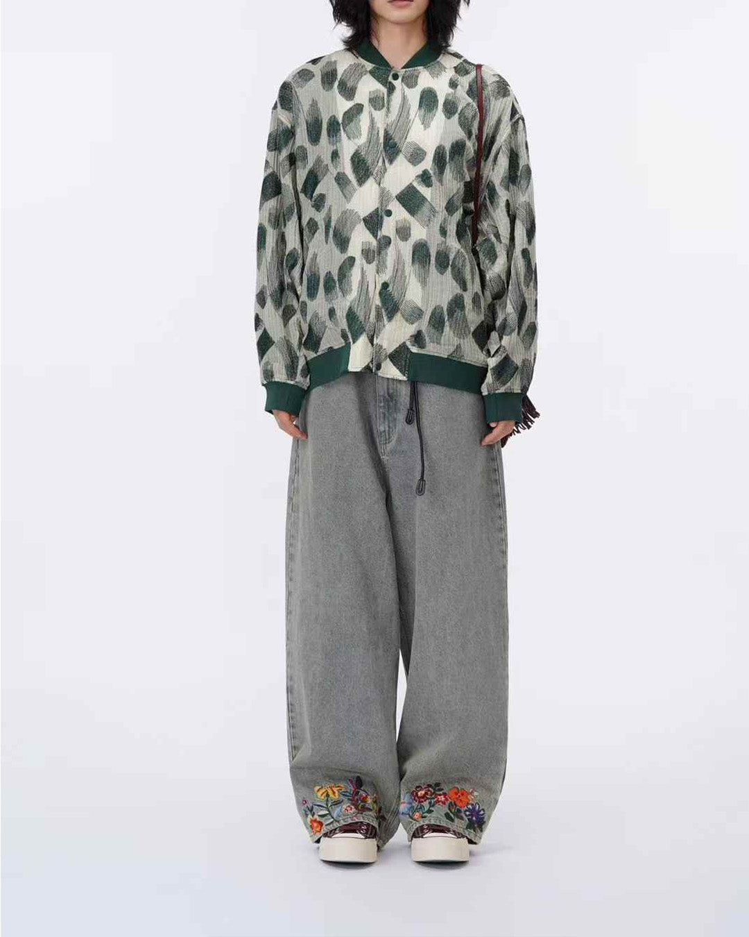 Embroidered Green Fabric Jacket