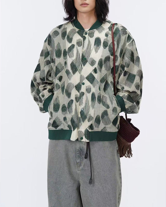 Embroidered Green Fabric Jacket