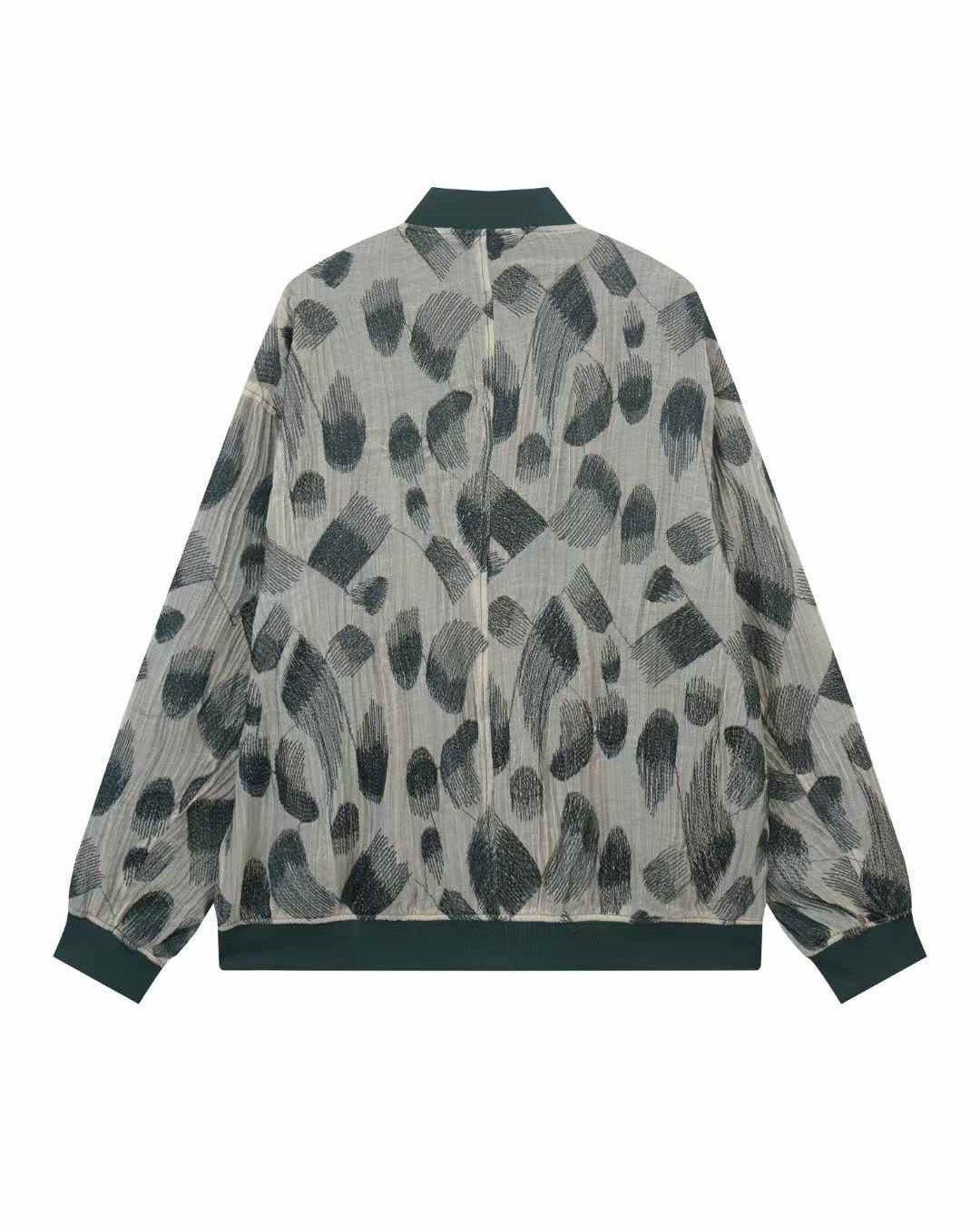 Embroidered Green Fabric Jacket