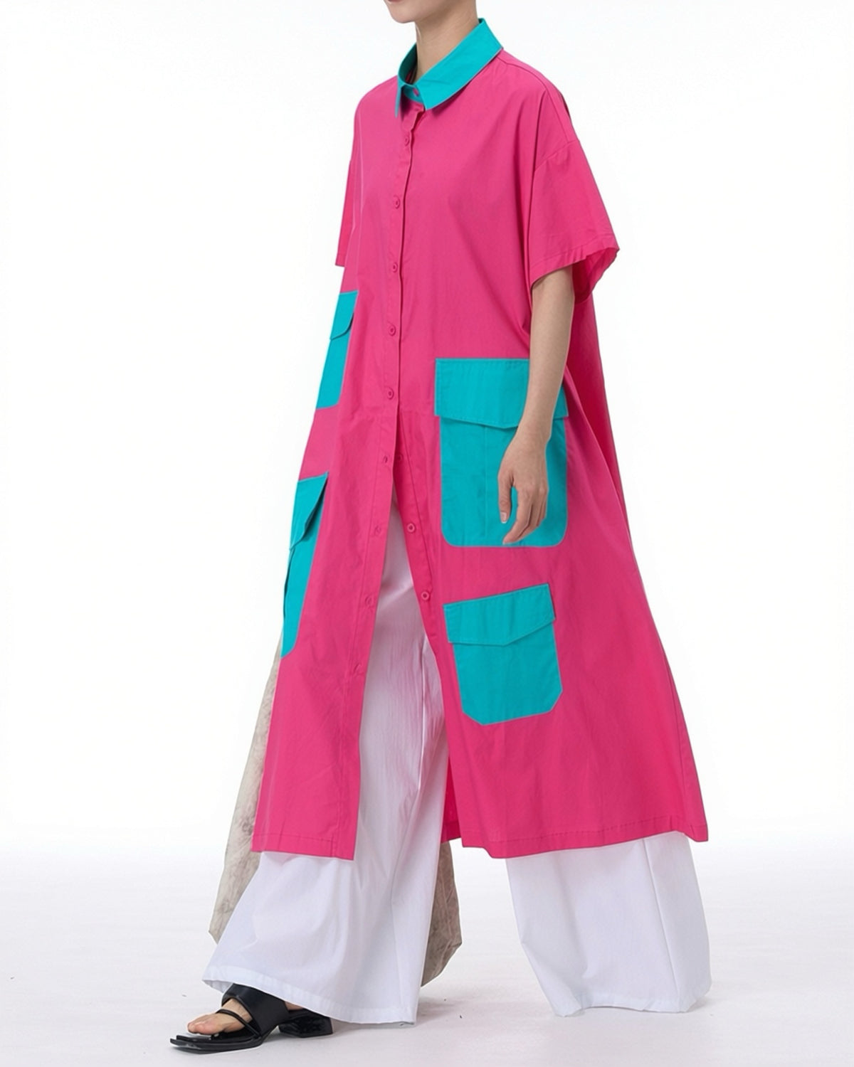 Pre-order Colour-Blocked Utility Dress with Multiple Pockets