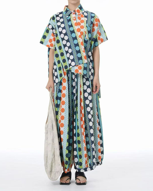 Pre-order Asymmetric Multicolour Polka Dot Shirt