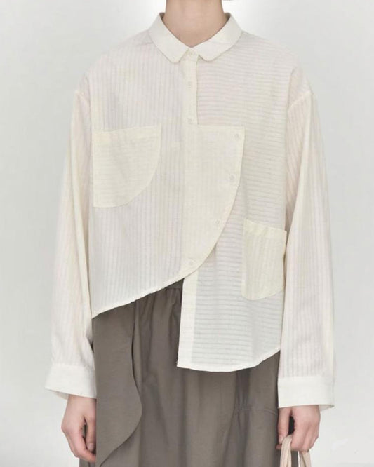Artful Asymmetric Striped Shirt Available in Black and White