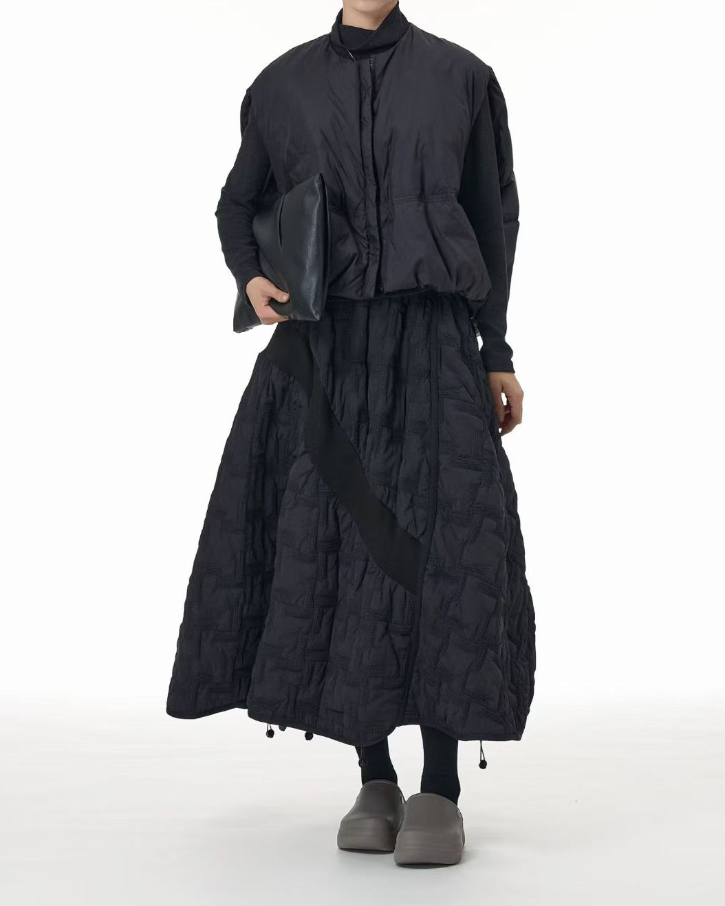 Heavy Check Quilted Padded Skirt
