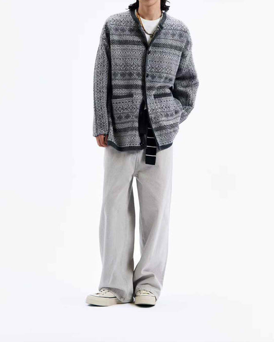 Vintage Pattern Knitted Cardigan