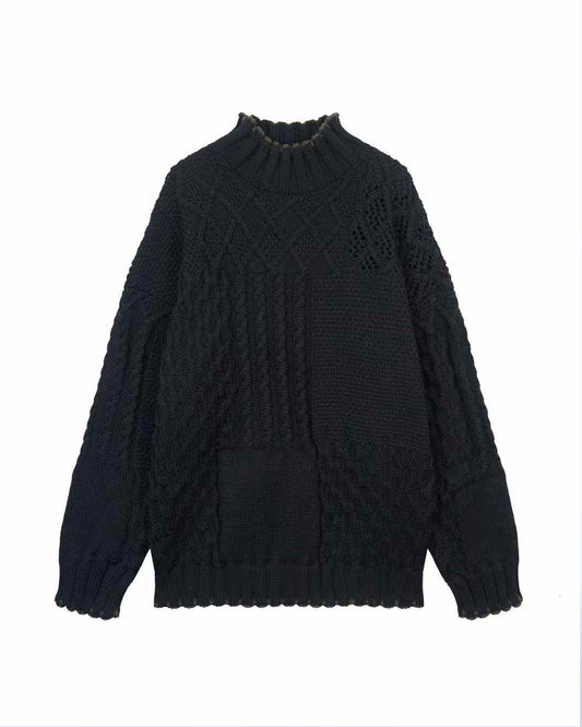 3D Knit High-Collar Sweater