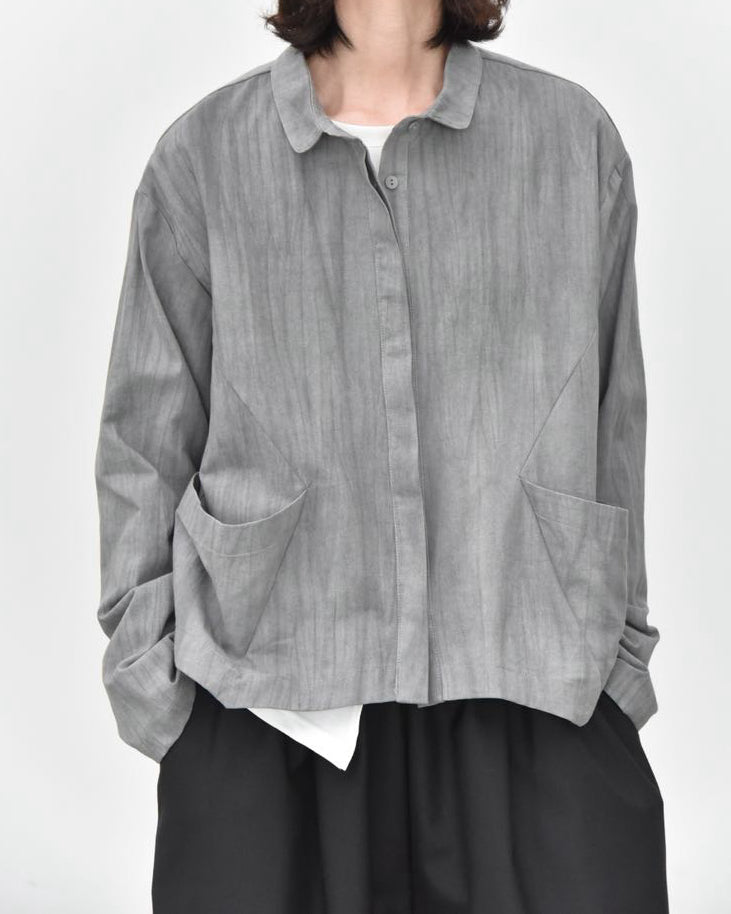 Fold-Over Pocket Tie-Dye Long-Sleeve Shirt