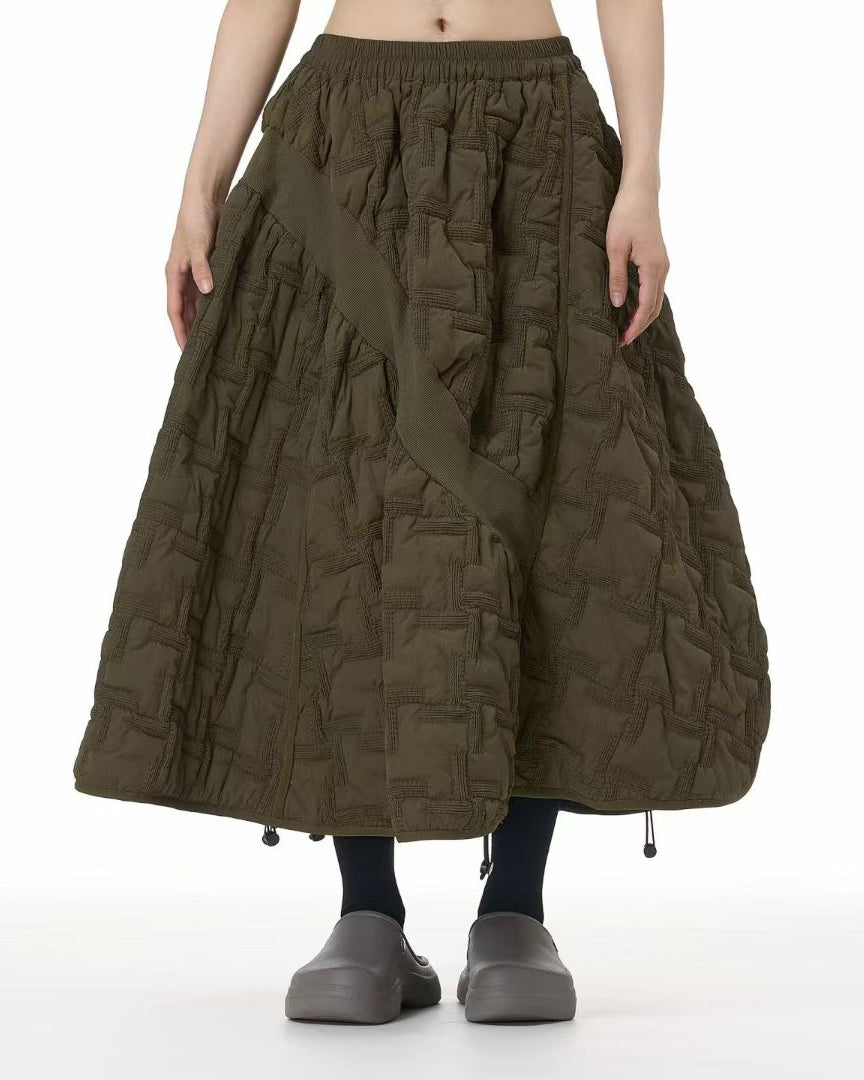 Heavy Check Quilted Padded Skirt