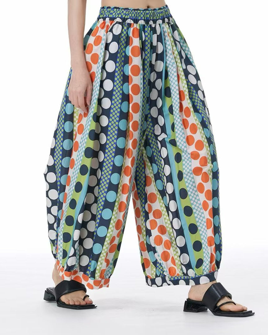 Pre-order Multicolour Polka Dot Wide-Leg Trousers
