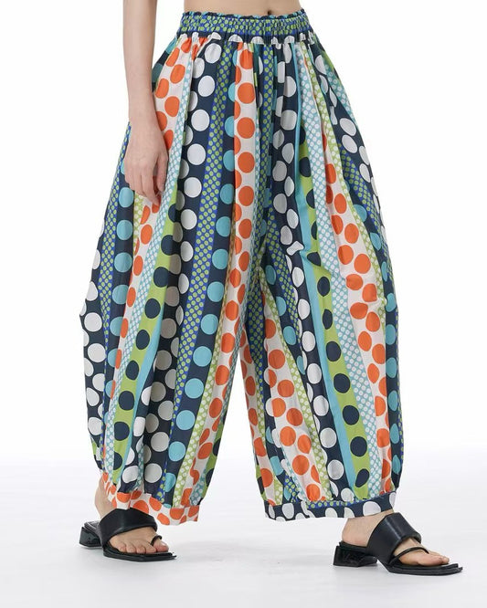 Pre-order Multicolour Polka Dot Wide-Leg Trousers