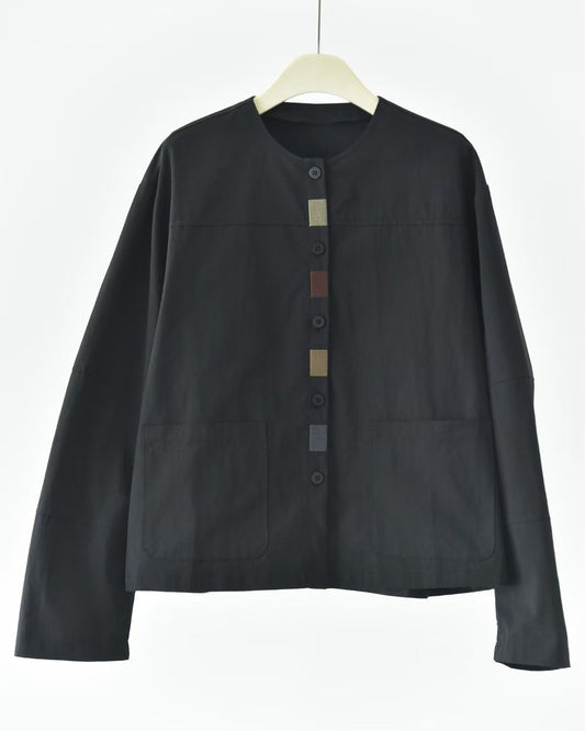 Gradient Colour-Block Embroidered Crew Neck Jacket