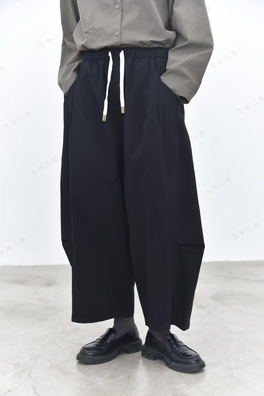 Washed Denim-Effect Relaxed Banana Pants