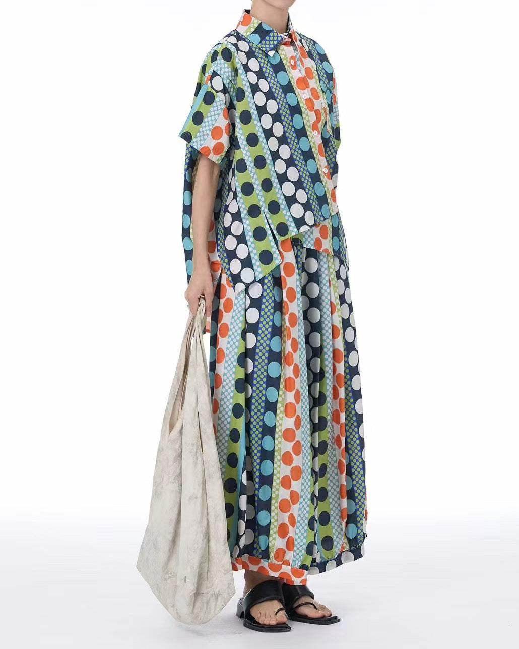 Pre-order Multicolour Polka Dot Wide-Leg Trousers