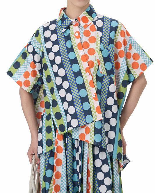 Pre-order Asymmetric Multicolour Polka Dot Shirt